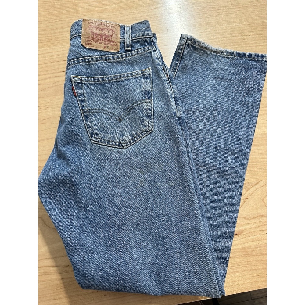 Vintage Levi's 505 Men 32X32 Blue Regular Fit Straight Leg Denim Distressed